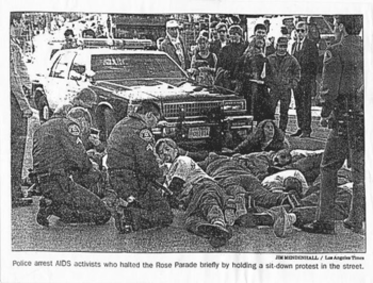 SANOE protesters at 1990 Rose Parade