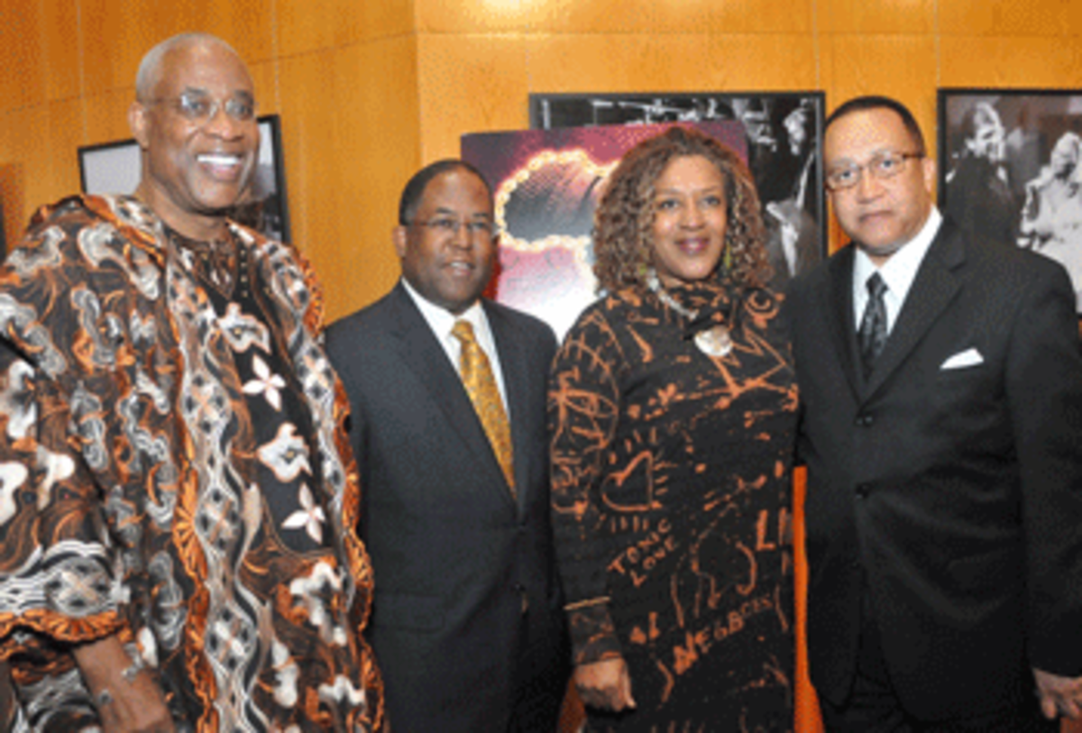 Pan African Film & Arts Festival (PAFF) founder Ayuko Babu, Los Angeles County Supervisor Mark Ridley-Thomas, PAFF 2010 Celebrity Host actress CCH Pounder (Avatar), and Dr. Ben Chavis, Co-Founder, President and CEO of the Hip-Hop Summit Action Network (HSAN) at the World Premiere of BLOOD DONE SIGN MY NAME, the epic civil rights drama based on the acclaimed book of the same name by prize-winning author and scholar Timothy Tyson at the opening of the PAFF in Los Angeles, CA Feb.10, 2010. (Photo: Ian Foxx)