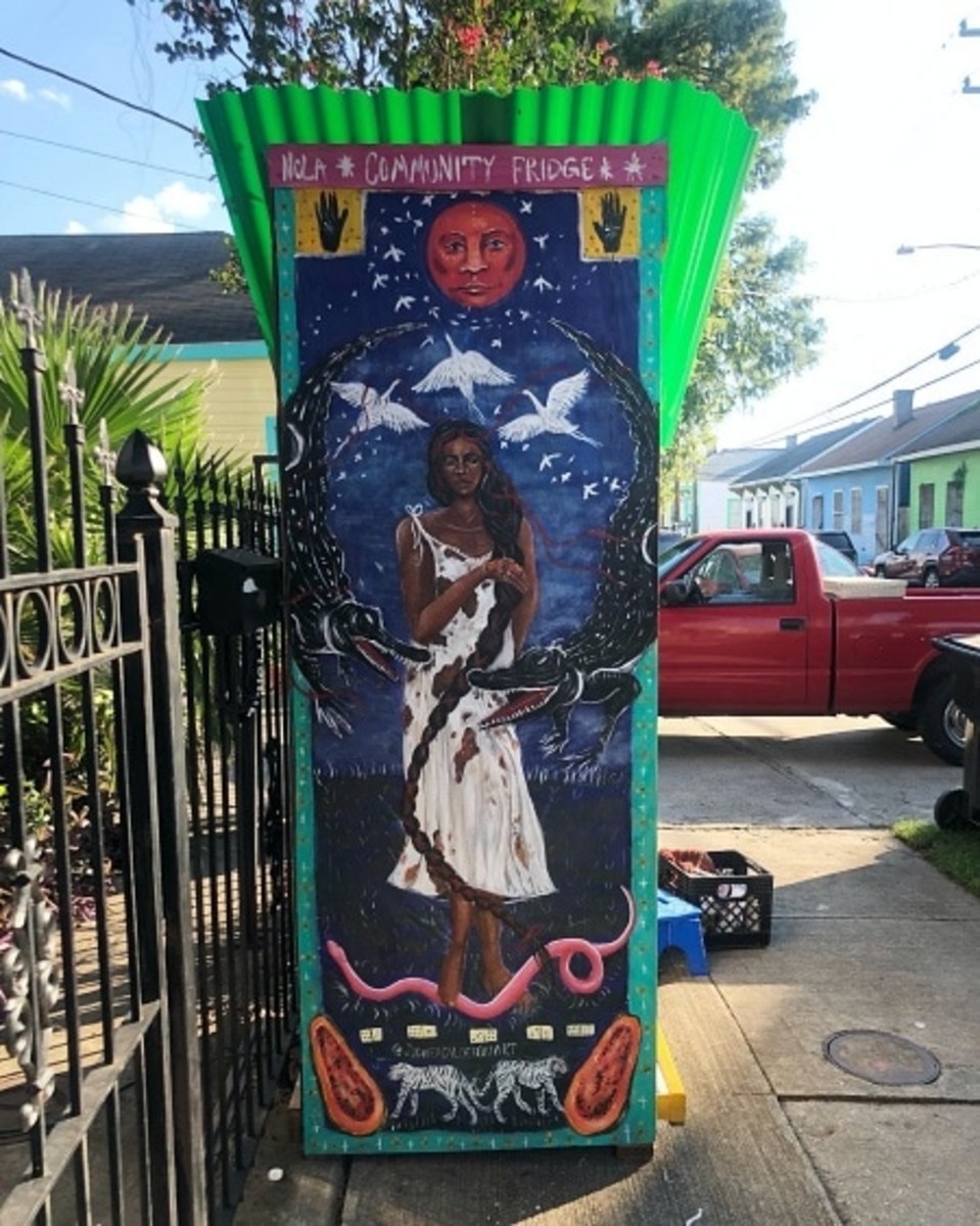 Artwork on a New Orleans fridge by artist Sydney Calderon.