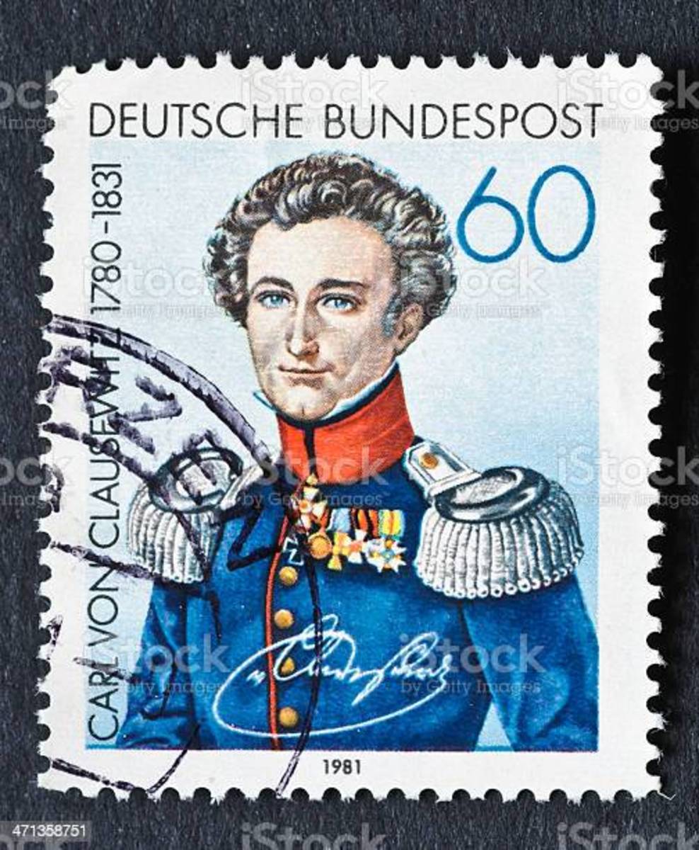 Carl Philipp Gottfried von Clausewitz June 1, 1780 – November 16, 1831 was a Prussian soldier and German military theorist who stressed the moral (in modern terms, "psychological") and political aspects of war. His most notable work, Vom Kriege (On War), was unfinished at his death. This stamp was issued in 1981