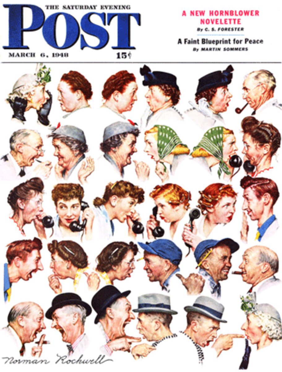 “Gossip,” 1948 Saturday Evening Post cover by Norman Rockwell