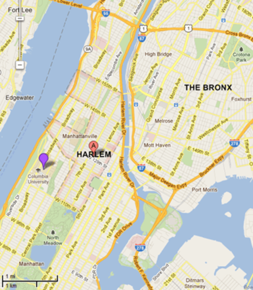 Map Showing Columbia University Proximity to Harlem