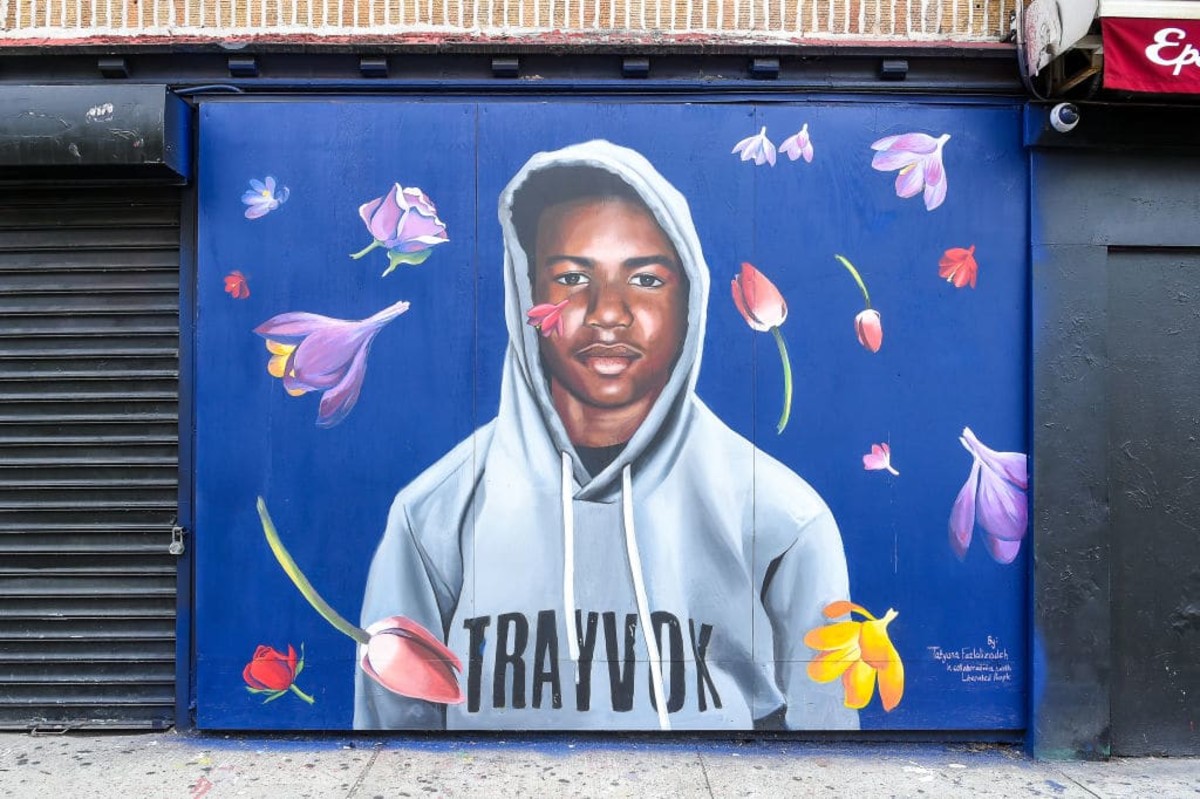 NEW YORK, NY - AUGUST 21: A view of the Trayvon Martin mural at the Trayvon Martin Mural Unveiling on August 21, 2018 in New York City. (Photo by Ben Gabbe/Getty Images for Paramount Network )