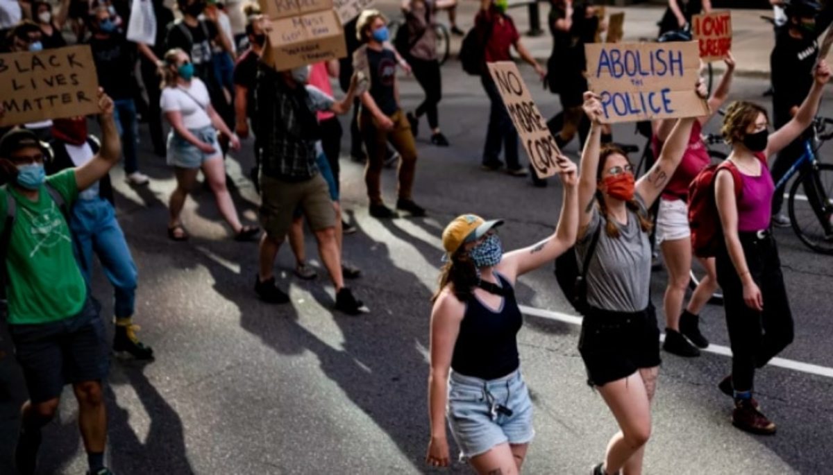 Abolish the Police, Protesters march through downtown Minneapolis. By Stephen Maturen for Getty Images.