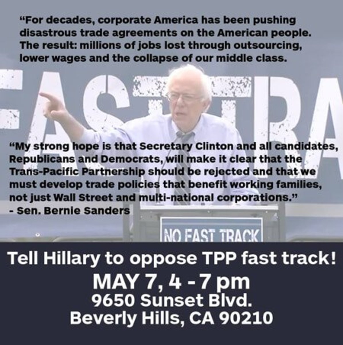 Tell Hillary to Oppose TPP