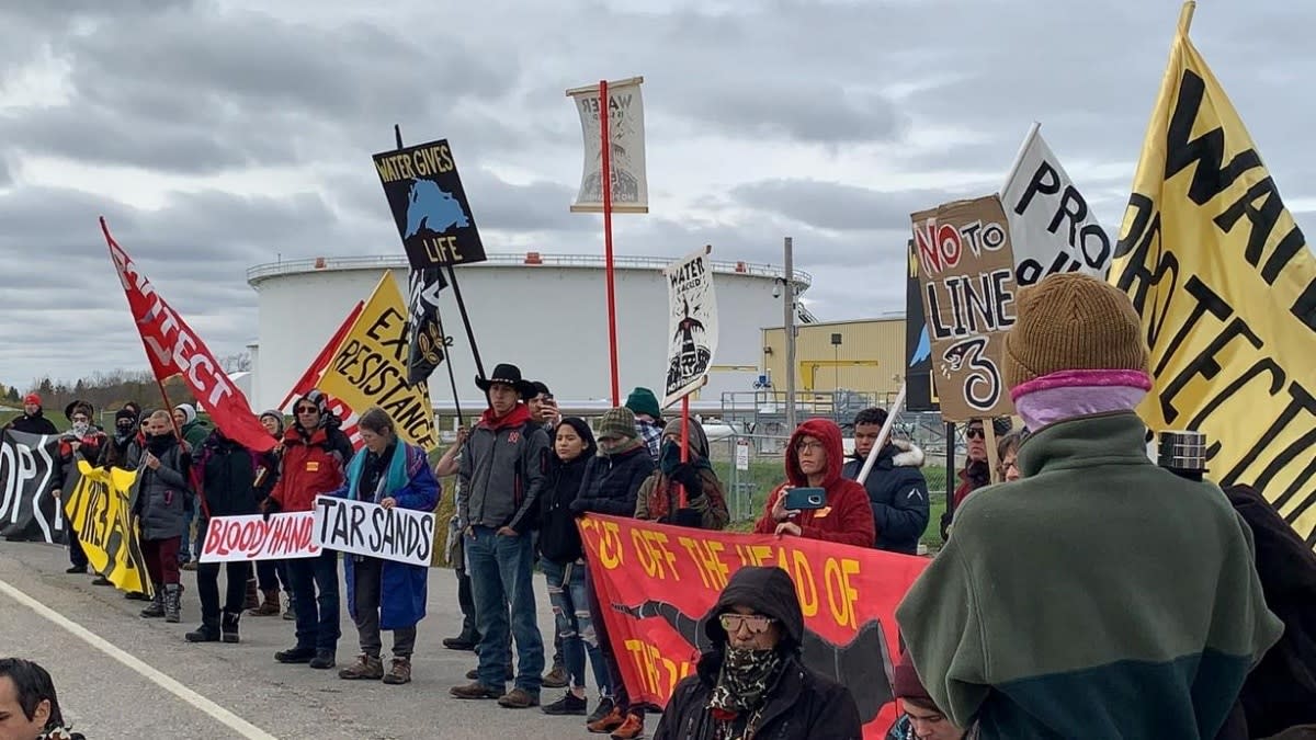 Water Protectors at the Enbridge Clearbrook Terminal 2019 ( Photo: Sarah Little Red Feather) 