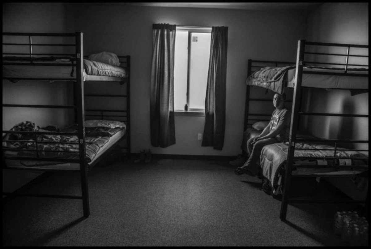 A room in a dormitory for H-2A workers in central Washington State.