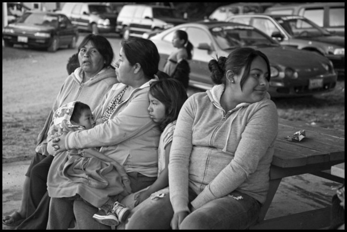 Women in the labor camp at Sakuma Farms during the 2013 strike when their union, Familias Unidas por la Justicia, was founded.