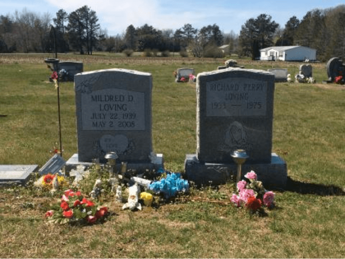 Richard and Mildred Lovings' graves in Central Point, Va. Photo Credit: Sally Jacobs for WGBH