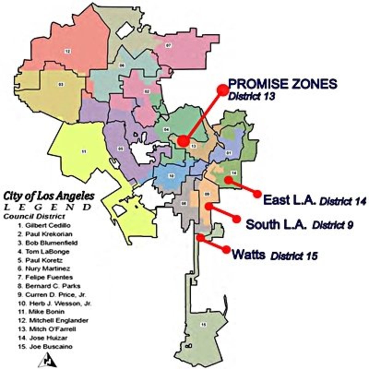 Los Angeles City Council Map
