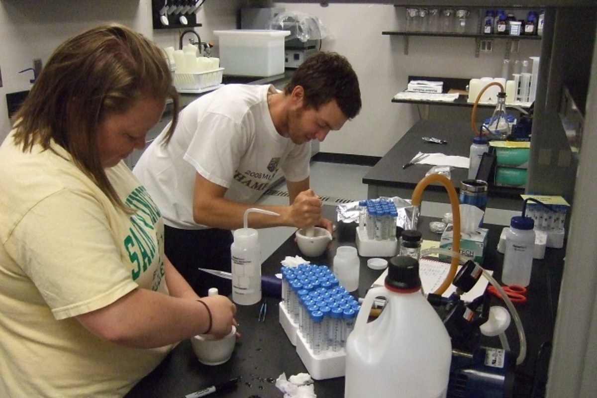 Students at Ohio State University conduct water quality tests. The American Society of Civil Engineers gave the U.S. tap water system a “D” in its latest report card. (Photo credit: Jeff Reutter/Ohio Sea Grant/Flickr)