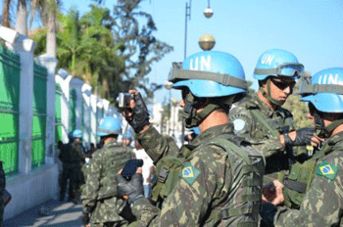 UN Troops on Sunday Outing at Haiti's Ruined Presidential Palace by Georgianne Nienaber