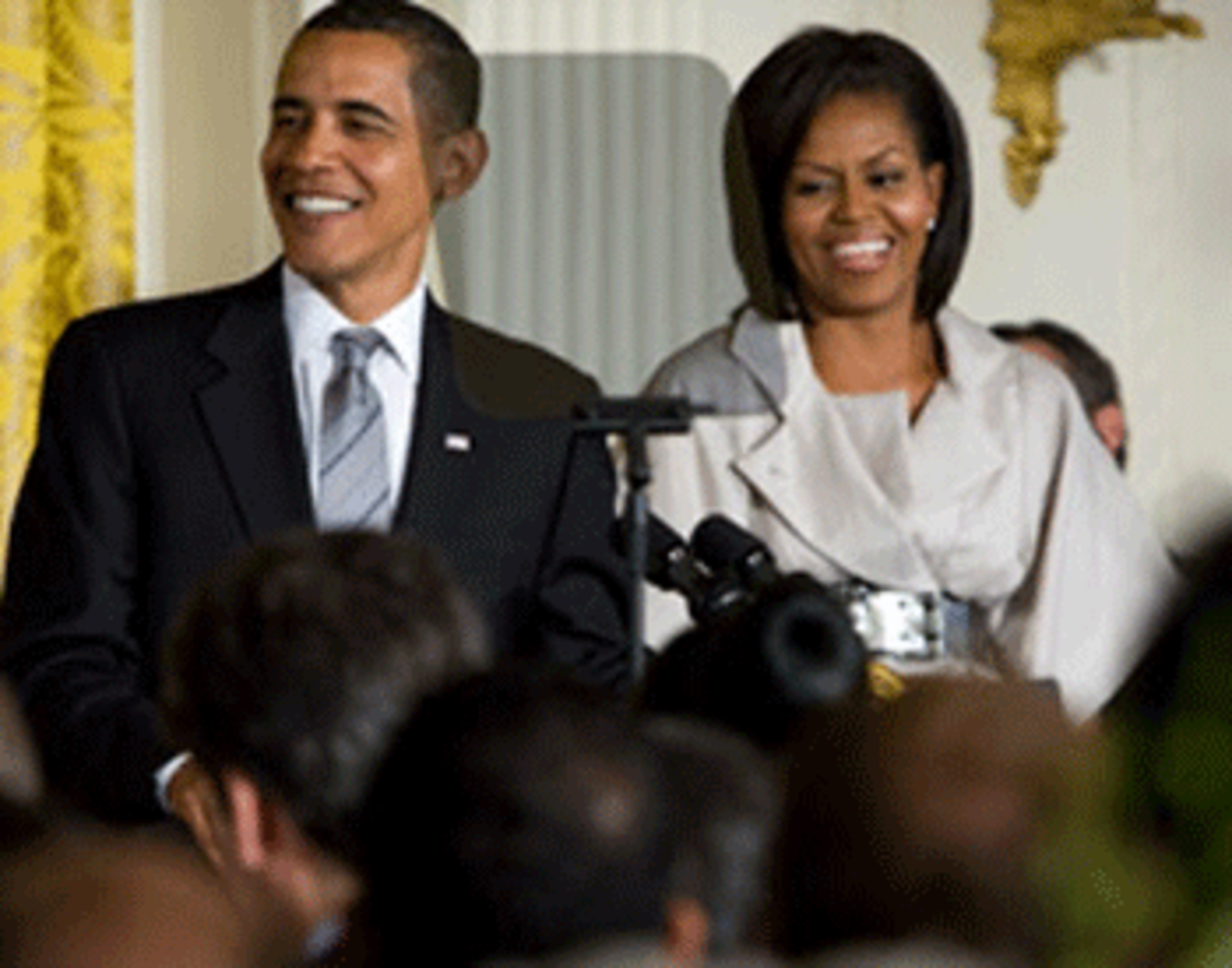 President Obama and first lady Michelle Obama entertain Monday in the White House's East Room. (Getty Images)