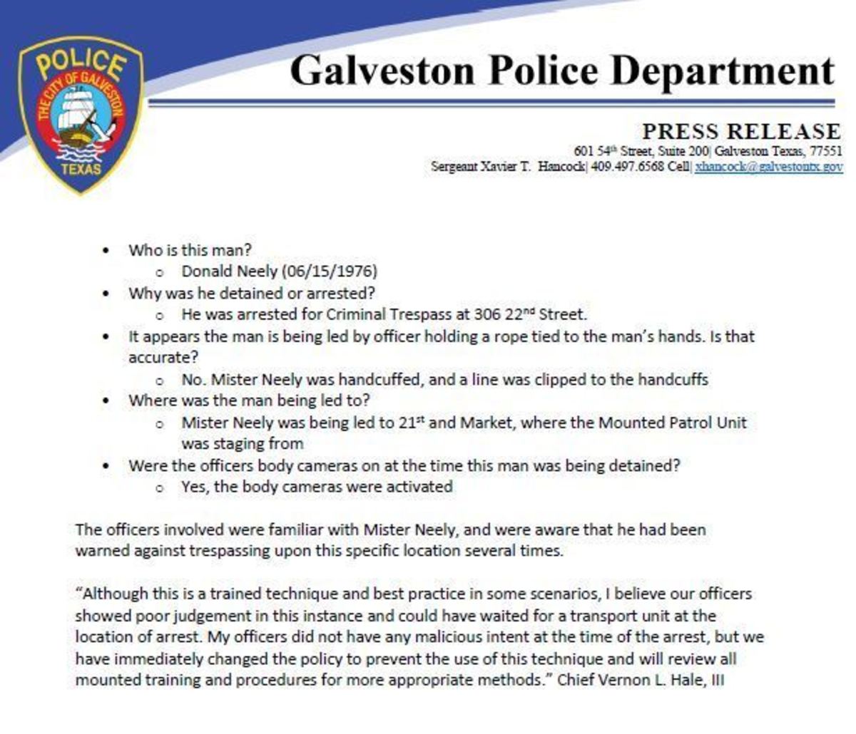 Galveston Police Put Black Man on a Leash