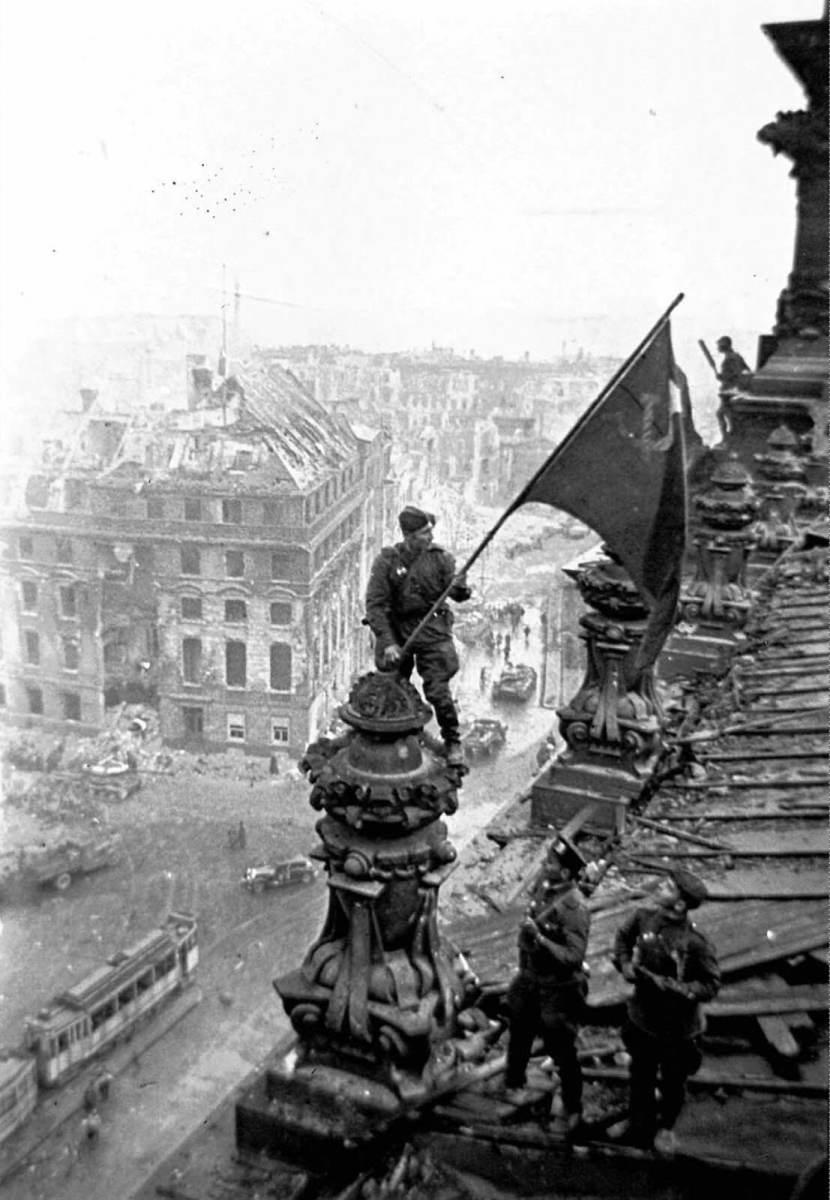 The Nazis’ ultimate humiliation: Soviet soldier raises communist flag over the Reichstag. The Red Army victory did not come cheap. The Soviets lost more than 90,000 soldiers in the month-long offensive against a stubborn, well-entrenched enemy, even if the outcome, with the city surrounded, was never in doubt.