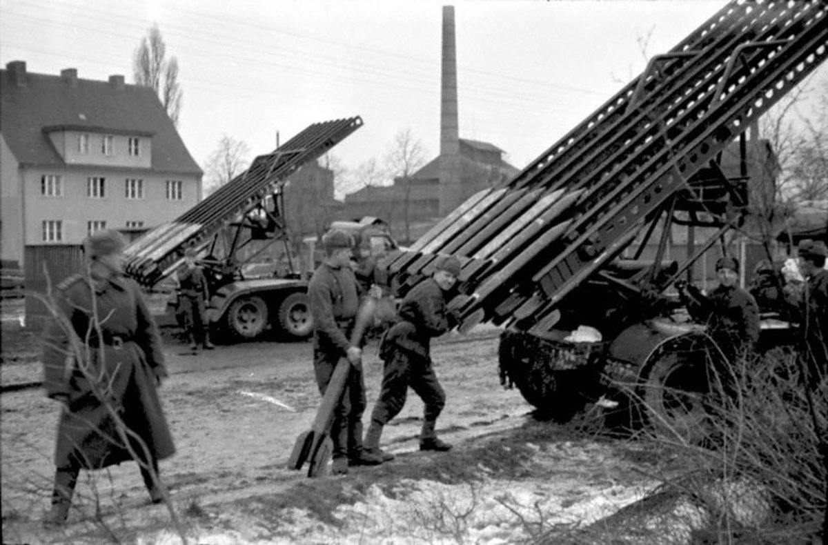 Katyusha rocket battery used in the siege of Berlin.