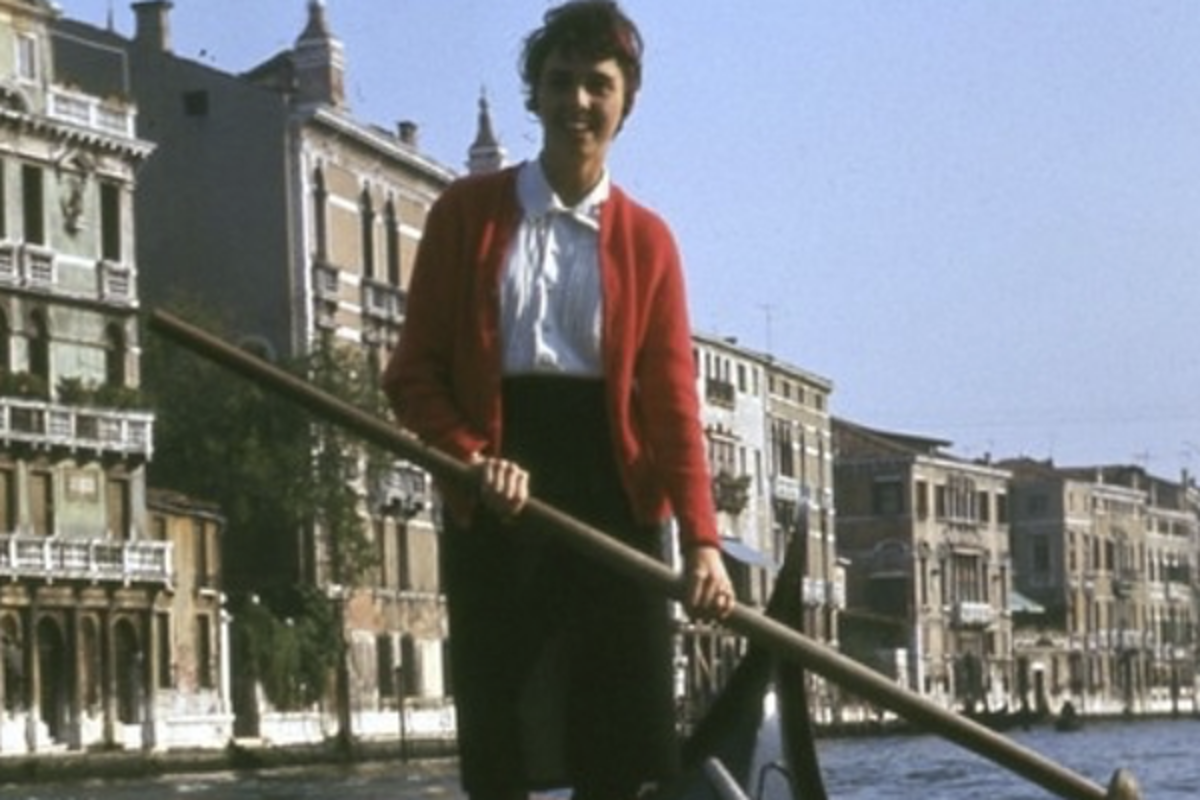 "Nance," the author's furture wife, tours Venice in 1962.