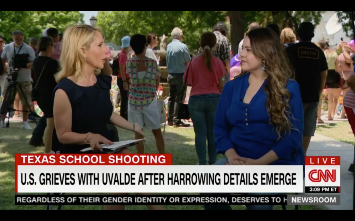 CNN reporter Dana Bash with fellow journalist Nicole Chavez reporting from Uvalde, Texas. Courtesy CNN