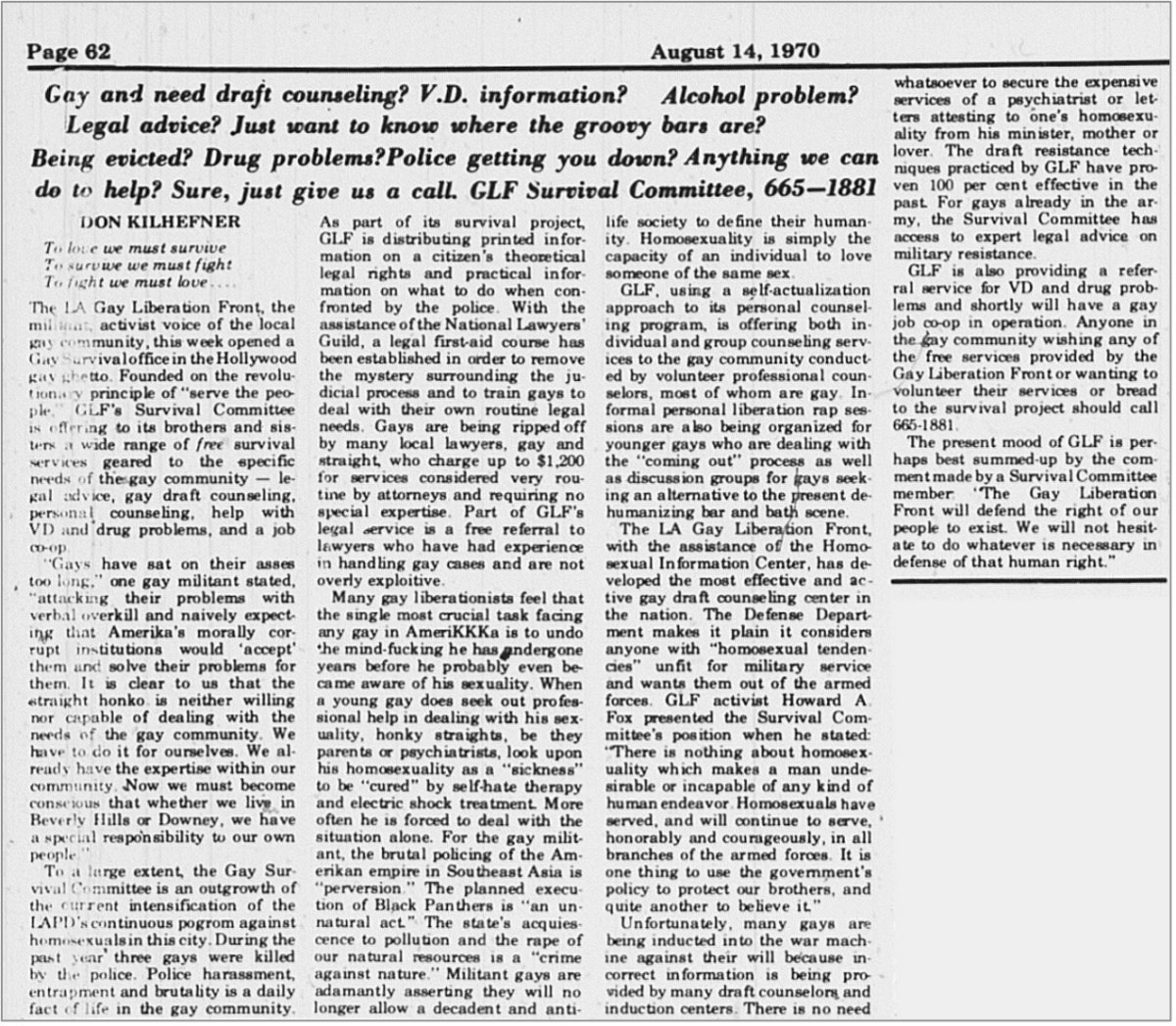 Image of the original August 14, 1970 article from the Free Press.