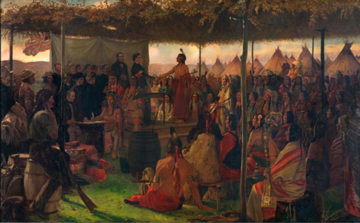 Francis Davis Millet, The Signing of the Treaty of Traverse des Sioux, 1905, Courtesy of the Minnesota Historical Society.