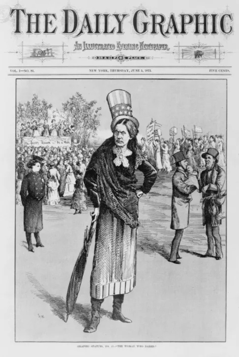 — Caricature of Susan B. Anthony in the Daily Graphic just before her trial