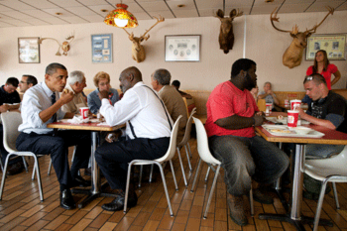 obama-toledo President Barack Obama has lunch with Toledo Mayor Michael Bell at Rudy’s Hot Dog in Toledo, Ohio, June 3, 2011. (Official White House Photo by Pete Souza)
